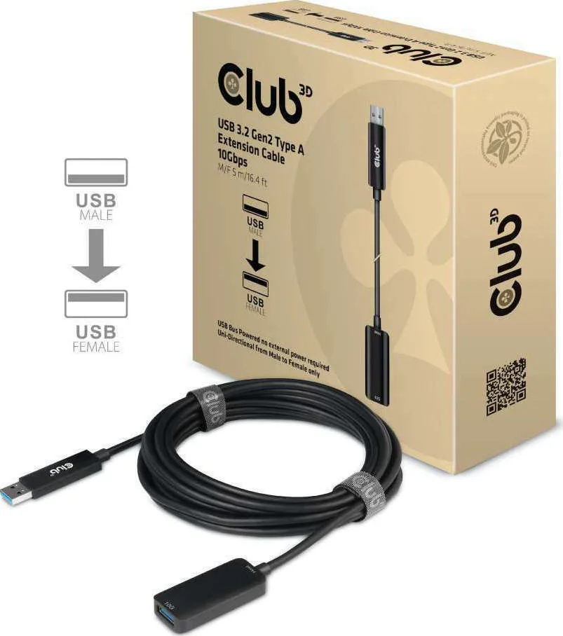 Club3D USB 3.1 Cable USB-A male - USB-A female Μαύρο 5m (CAC-1411) Club3D USB 3.1 Cable USB-A male - USB-A female Μαύρο 5m (CAC-1411) - Image 1