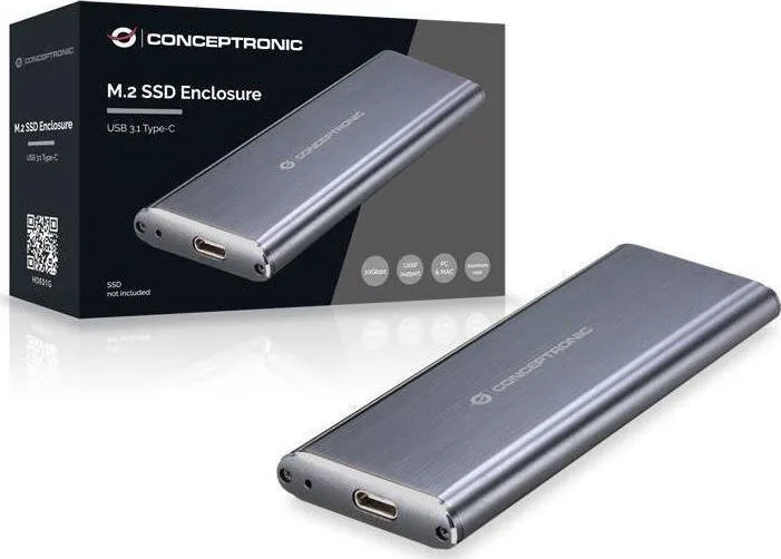 Conceptronic HDE01G Θήκη για Σκληρό Δίσκο M.2 SATA III με σύνδεση USB 3.1 Type-C σε Ασημί χρώμα HDE01G Conceptronic HDE01G Θήκη για Σκληρό Δίσκο M.2 SATA III με σύνδεση USB 3.1 Type-C σε Ασημί χρώμα HDE01G - Image 1