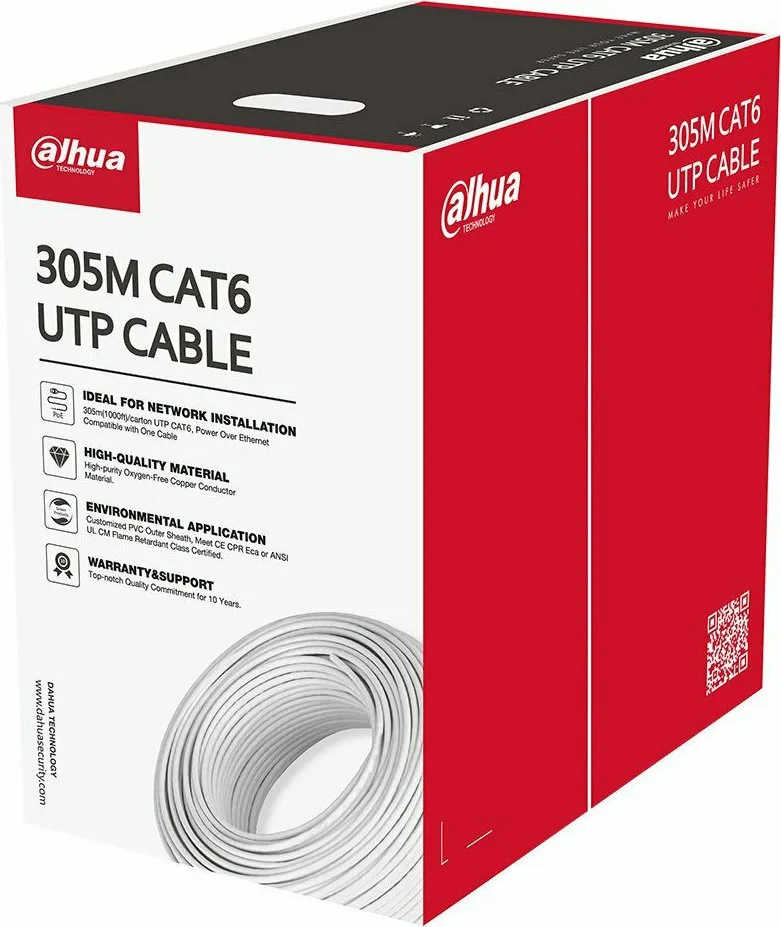 Dahua U/UTP Cat.6 (Gigabit) Καλώδιο Δικτύου Ethernet χωρίς ακροδέκτες 305m Γκρι PFM920I-6UN-C Dahua U/UTP Cat.6 (Gigabit) Καλώδιο Δικτύου Ethernet χωρίς ακροδέκτες 305m Γκρι PFM920I-6UN-C - Image 1