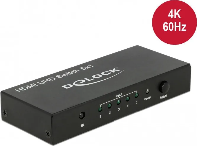DeLock HDMI UHD Switch 5 x HDMI in to 1 x HDMI out 4K 18685 DeLock HDMI UHD Switch 5 x HDMI in to 1 x HDMI out 4K 18685 - Image 1