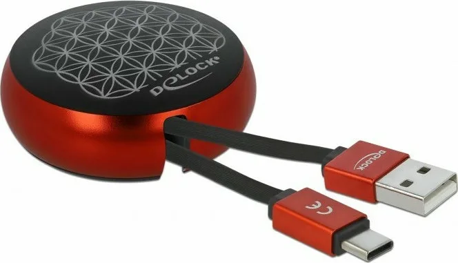 DeLock Retractable USB 2.0 Cable USB-C male - USB-A Μαύρο 0.92m 85819 DeLock Retractable USB 2.0 Cable USB-C male - USB-A Μαύρο 0.92m 85819 - Image 1