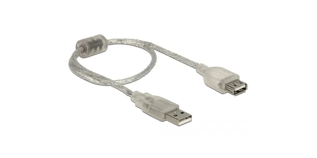 DeLock USB 2.0 Cable USB-A male - USB-A female Διάφανο 0.3m 82244 DeLock USB 2.0 Cable USB-A male - USB-A female Διάφανο 0.3m 82244 - Image 1