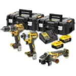 DEWALT DCK384P2T Σετ Γωνιακός Τροχός, Μπουλονόκλειδο & Σκαπτικό Brushless 18V με 2 Μπαταρίες 5Ah και Θήκη