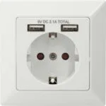 Digitus Μονή Χωνευτή Πρίζα Ρεύματος με 2 Θύρες USB Λευκή DA-70613