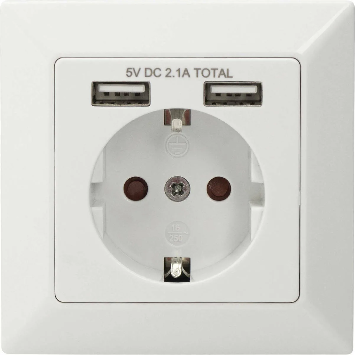 Digitus Μονή Χωνευτή Πρίζα Ρεύματος με 2 Θύρες USB Λευκή DA-70613 Digitus Μονή Χωνευτή Πρίζα Ρεύματος με 2 Θύρες USB Λευκή DA-70613 - Image 1
