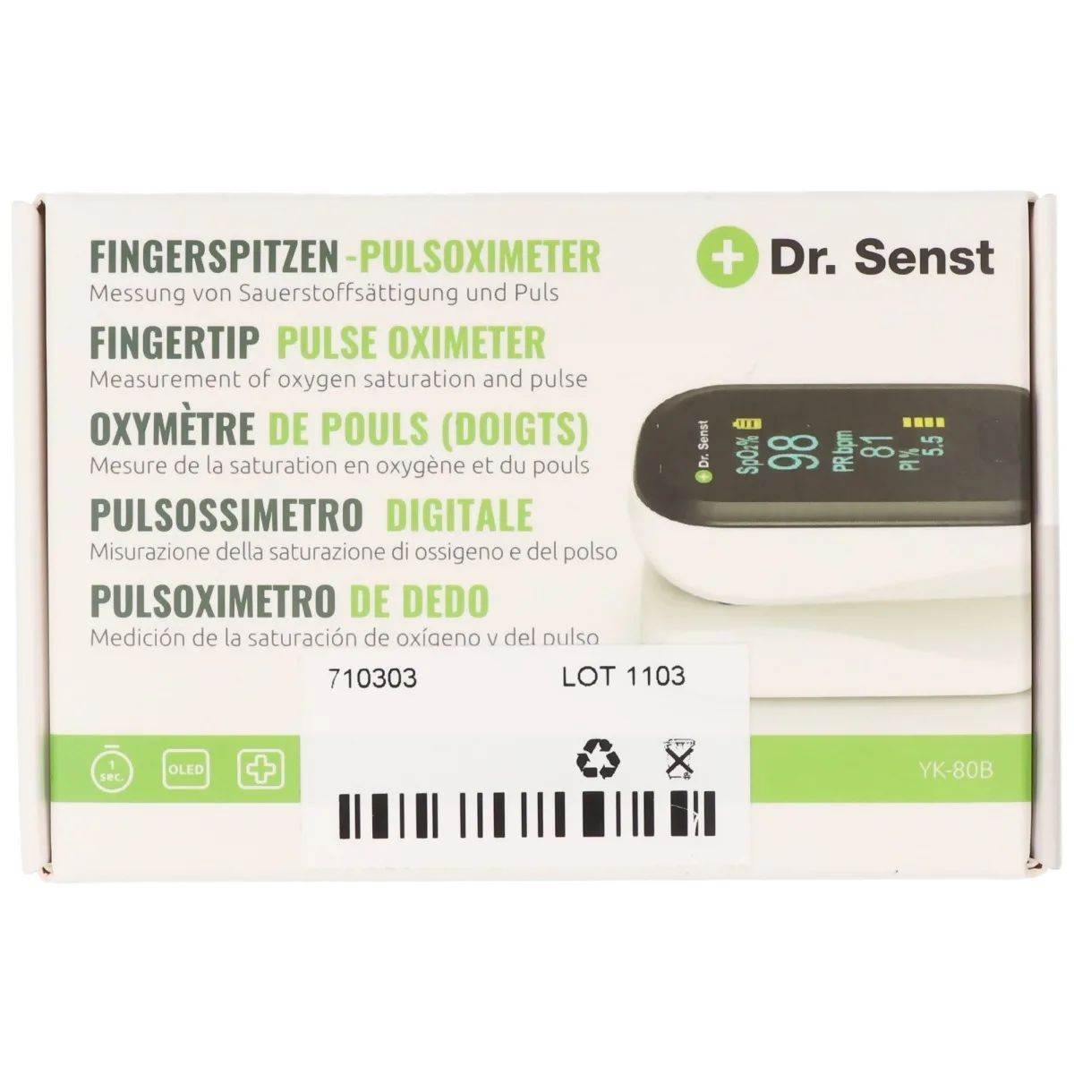 Dr. Senst Παλμικό Οξύμετρο Δακτύλου Λευκό YK-80B Dr. Senst Παλμικό Οξύμετρο Δακτύλου Λευκό YK-80B - Image 1