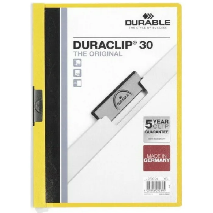 Durable Ντοσιέ με Κλιπ για Χαρτί A4 Κίτρινο Duraclip 30 Durable Ντοσιέ με Κλιπ για Χαρτί A4 Κίτρινο Duraclip 30 - Image 1