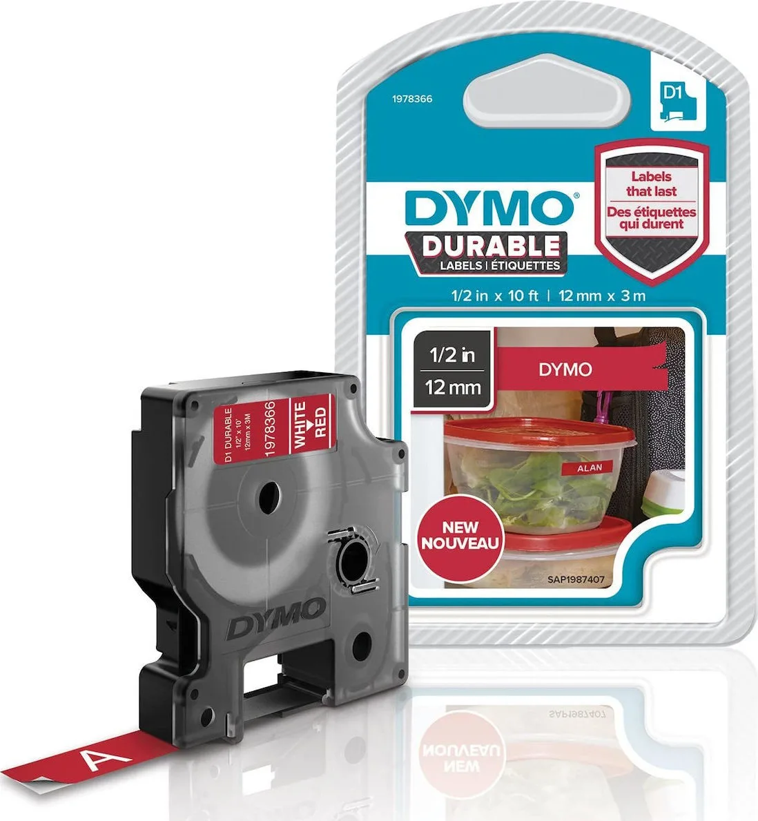 Dymo 1978366 Ταινία Ετικετογράφου 3m x 12mm σε Κόκκινο Χρώμα Συμβατή με Dymo D1, Dymo Rhino/IND Dymo 1978366 Ταινία Ετικετογράφου 3m x 12mm σε Κόκκινο Χρώμα Συμβατή με Dymo D1, Dymo Rhino/IND - Image 1
