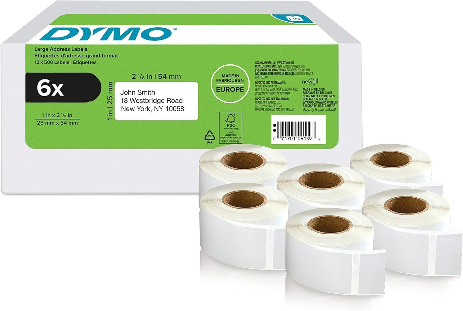 Dymo 2177564 500 Αυτοκόλλητες Ετικέτες σε Ρολό για Εκτυπωτή Ετικετών 54x25mm 6τμχ Dymo 2177564 500 Αυτοκόλλητες Ετικέτες σε Ρολό για Εκτυπωτή Ετικετών 54x25mm 6τμχ - Image 1