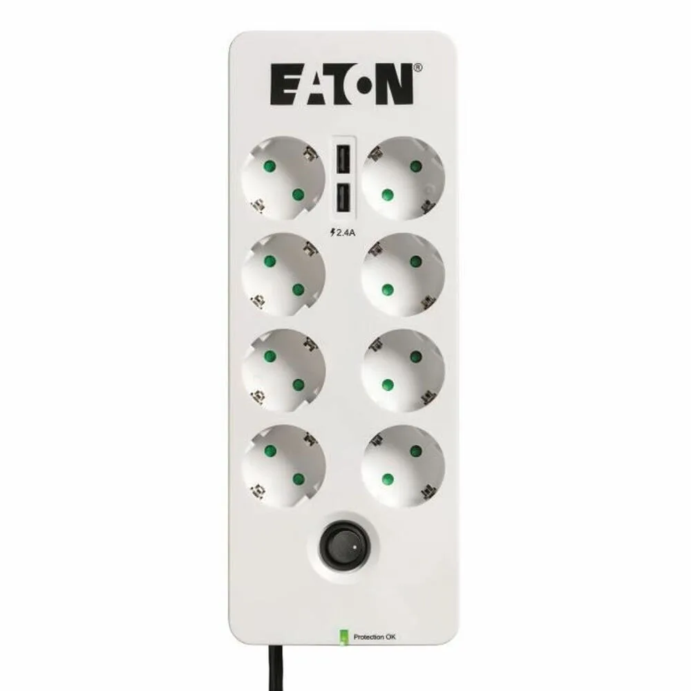 Eaton Πολύπριζο Aσφαλείας 8 Θέσεων με 2 USB-A, Διακόπτη και Καλώδιο 1.5m PB8TUD Eaton Πολύπριζο Aσφαλείας 8 Θέσεων με 2 USB-A, Διακόπτη και Καλώδιο 1.5m PB8TUD - Image 1