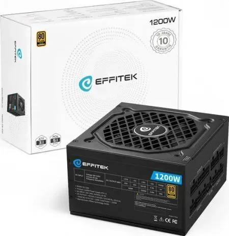 Effitek EG-1200 1200W Μαύρο Τροφοδοτικό Υπολογιστή Full Modular 80 Plus Gold Effitek EG-1200 1200W Μαύρο Τροφοδοτικό Υπολογιστή Full Modular 80 Plus Gold - Image 1