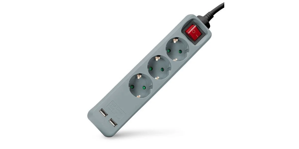 Entac Πολύπριζο Aσφαλείας 3 Θέσεων με USB-A, Διακόπτη και Καλώδιο 1.5m Γκρι ESE1.5G3-1.5-SW-USB-GR Entac Πολύπριζο Aσφαλείας 3 Θέσεων με USB-A, Διακόπτη και Καλώδιο 1.5m Γκρι ESE1.5G3-1.5-SW-USB-GR - Image 1