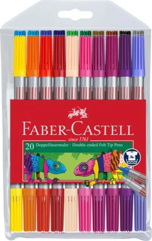 Faber-Castell 15111 Μαρκαδόροι Ζωγραφικής Λεπτοί, με Διπλή Μύτη, Πλενόμενοι Σετ 20 χρώματα 151119 Faber-Castell 15111 Μαρκαδόροι Ζωγραφικής Λεπτοί, με Διπλή Μύτη, Πλενόμενοι Σετ 20 χρώματα 151119 - Image 1