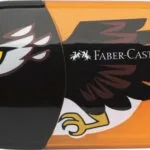 Faber-Castell Αετός Πλαστική Διπλή Ξύστρα Κίτρινη Βαρελάκι με Γόμα 183527