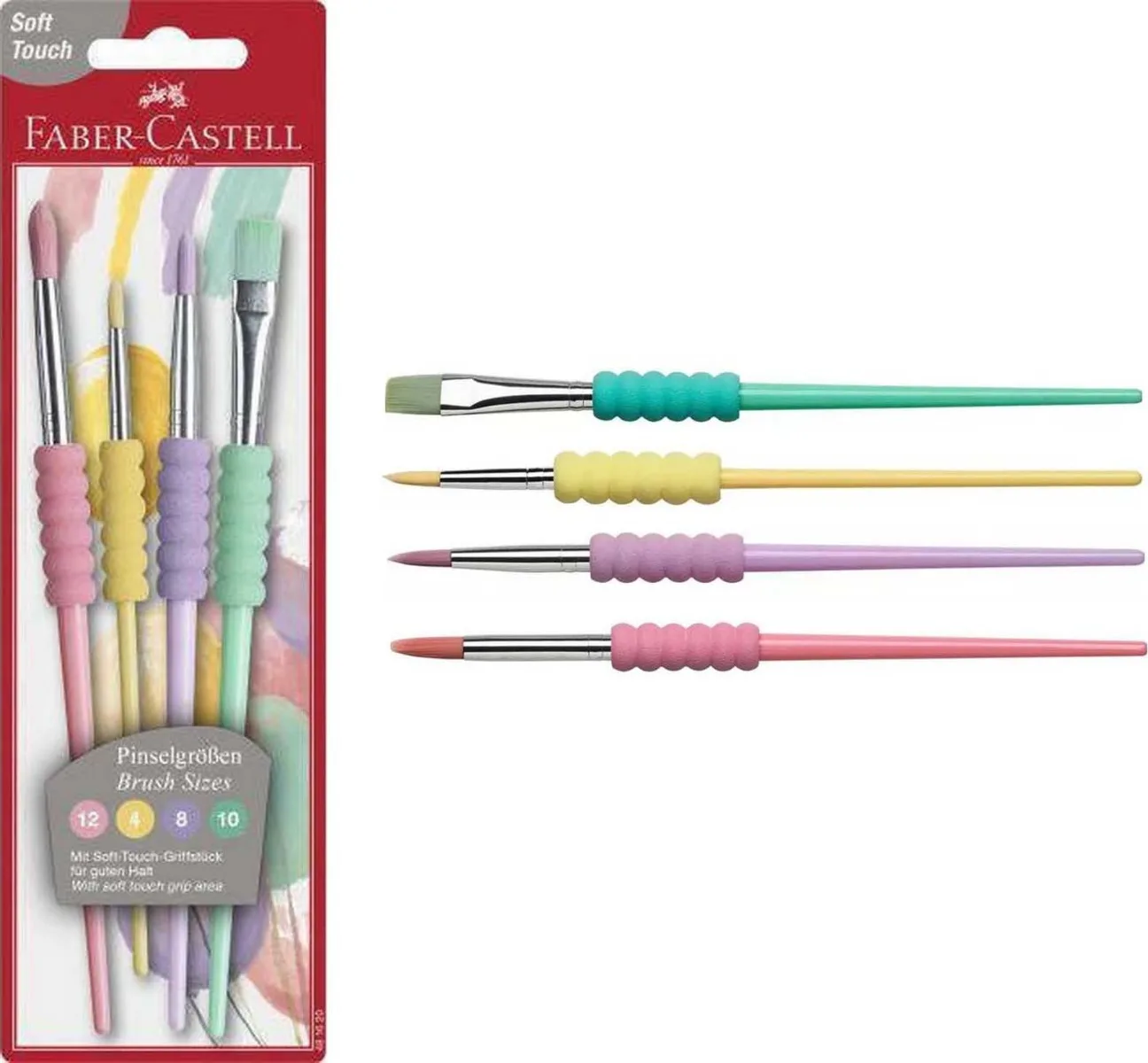 Faber-Castell Σετ Πινέλα Ζωγραφικής Πλακέ & Στρογγυλά No4 / No10 / No12 / No8 4τμχ Faber-Castell Σετ Πινέλα Ζωγραφικής Πλακέ & Στρογγυλά No4 / No10 / No12 / No8 4τμχ - Image 1