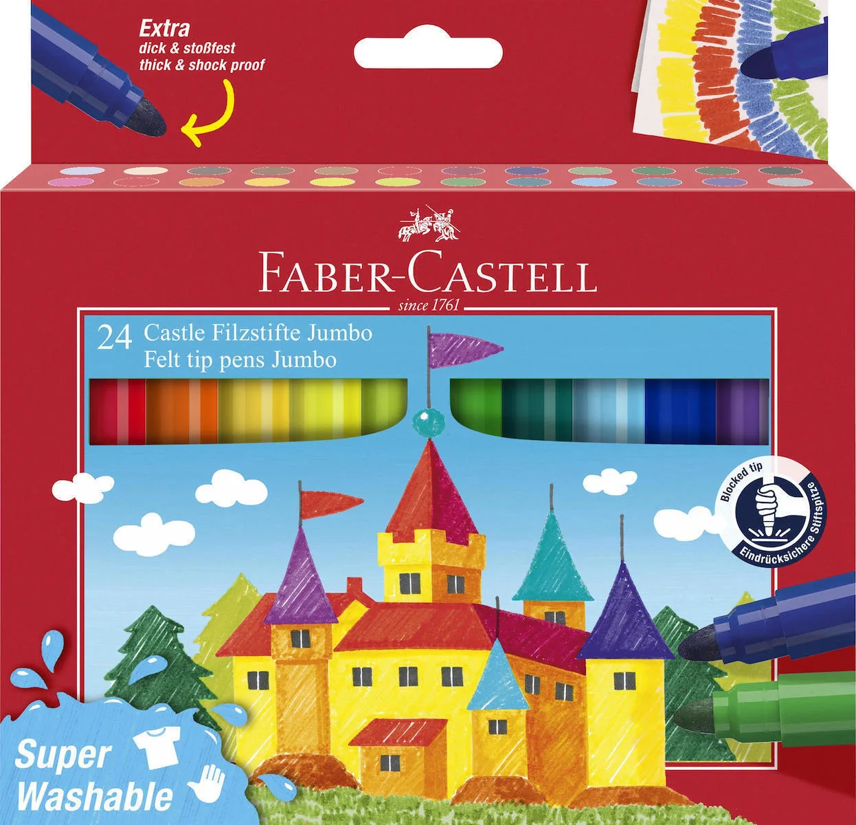 Faber-castell Felt-tip Pen Jumbo Super Washable 24 Pcs 154324 Faber-castell Felt-tip Pen Jumbo Super Washable 24 Pcs 154324 - Image 1