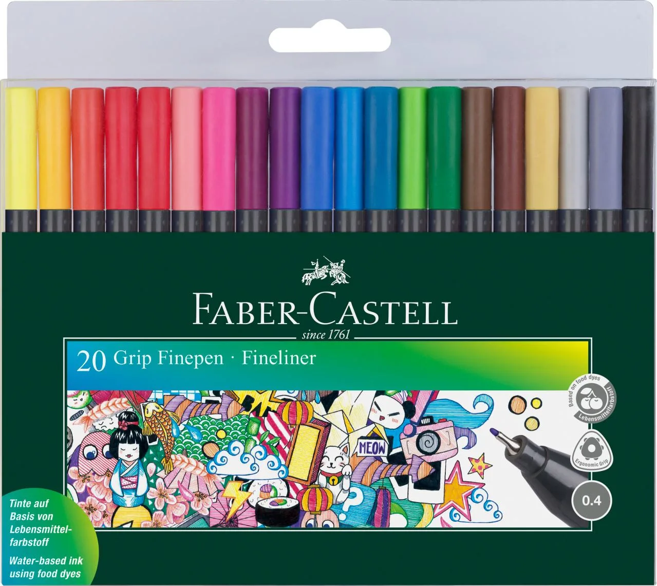 Faber-Castell Grip Finepen & Fineliner Μαρκαδόροι Σχεδίου Σετ 20 χρώματα 151620 Faber-Castell Grip Finepen & Fineliner Μαρκαδόροι Σχεδίου Σετ 20 χρώματα 151620 - Image 1