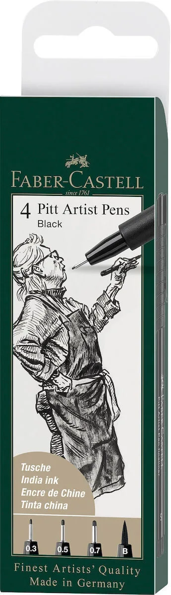 Faber-Castell Pitt Artist Pen Μαρκαδόροι Σχεδίου Μαύροι 0.3mm Σετ 4τμχ Faber-Castell Pitt Artist Pen Μαρκαδόροι Σχεδίου Μαύροι 0.3mm Σετ 4τμχ - Image 1