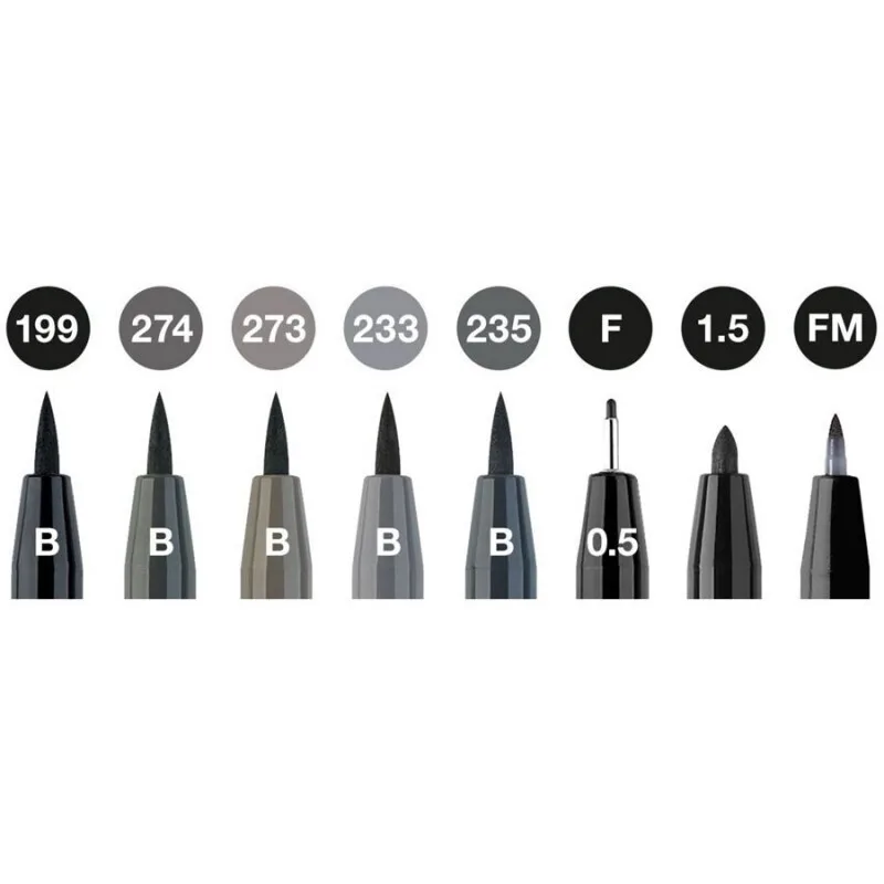 Faber-Castell Pitt Artist Pen India Μαρκαδόροι Σχεδίου Grey & Black Σετ 8τμχ 167171 Faber-Castell Pitt Artist Pen India Μαρκαδόροι Σχεδίου Grey & Black Σετ 8τμχ 167171 - Image 1