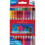 Faber-Castell Tip Pens Μαρκαδόροι Ζωγραφικής Λεπτοί, με Διπλή Μύτη, με Glitter, Neon Σετ 20 χρώματα 151108
