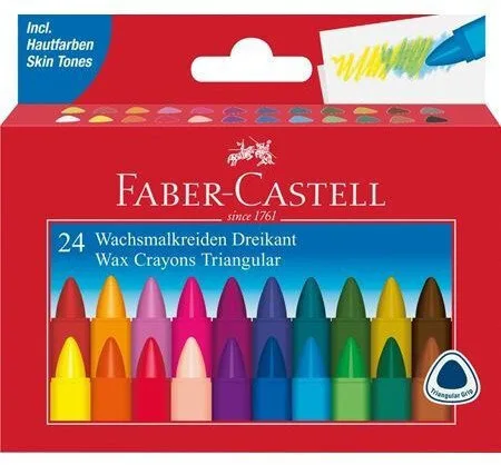 Faber-castell Triangular Wax Crayons 24-pack Cardboard Box Faber-castell Triangular Wax Crayons 24-pack Cardboard Box - Image 1