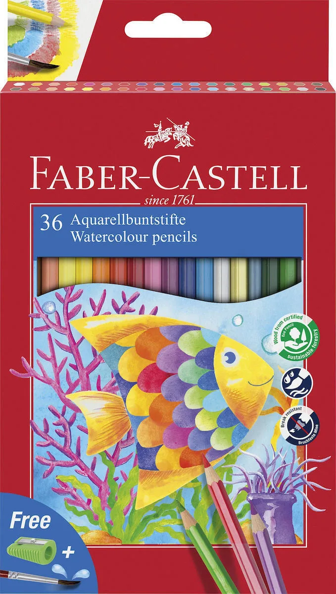 Faber-Castell Watercolour Ξυλομπογιές Σετ 36 χρώματα 114437 Faber-Castell Watercolour Ξυλομπογιές Σετ 36 χρώματα 114437 - Image 1