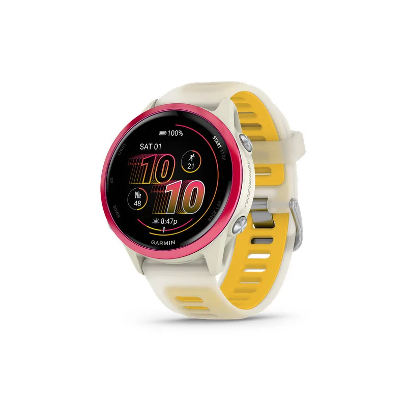 Garmin Forerunner 570 Aluminium 42mm Αδιάβροχο Smartwatch με Παλμογράφο (Raspberry Aluminum with Translucent Bone/Mango Band) Garmin Forerunner 570 Aluminium 42mm Αδιάβροχο Smartwatch με Παλμογράφο (Raspberry Aluminum with Translucent Bone/Mango Band) - Image 1