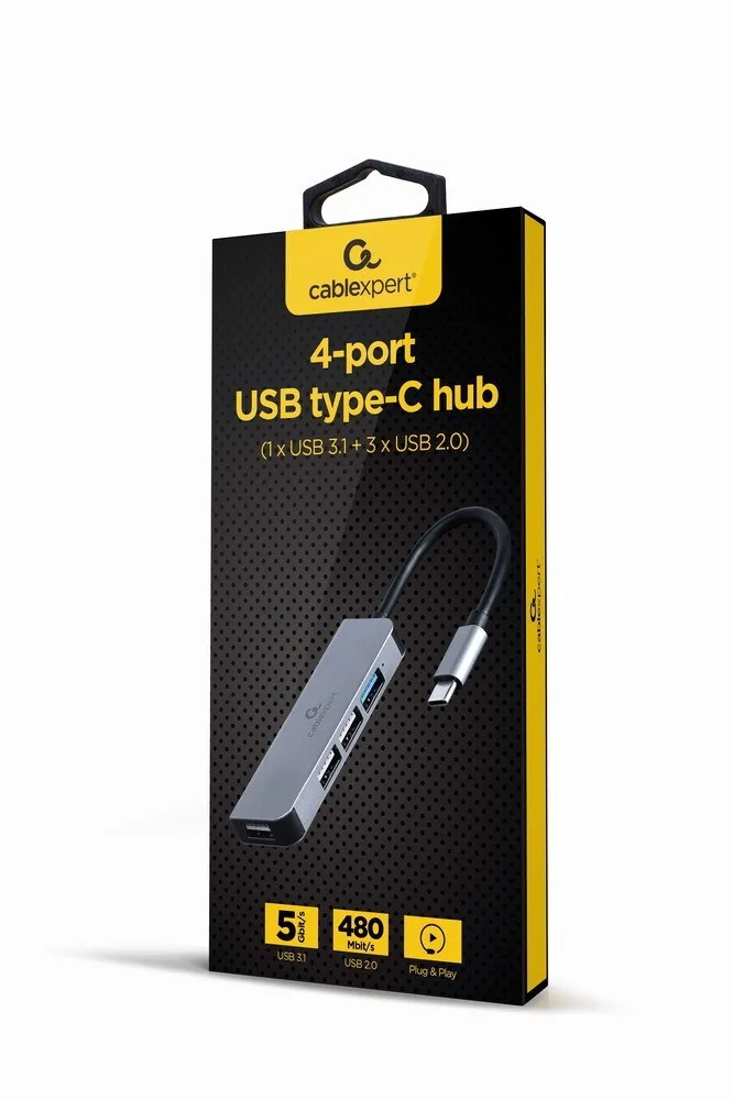 Gembird Hub 4 Θυρών USB 3.1 με σύνδεση USB-A Ασημί UHB-CM-U3P1U2P3-01 Gembird Hub 4 Θυρών USB 3.1 με σύνδεση USB-A Ασημί UHB-CM-U3P1U2P3-01 - Image 1