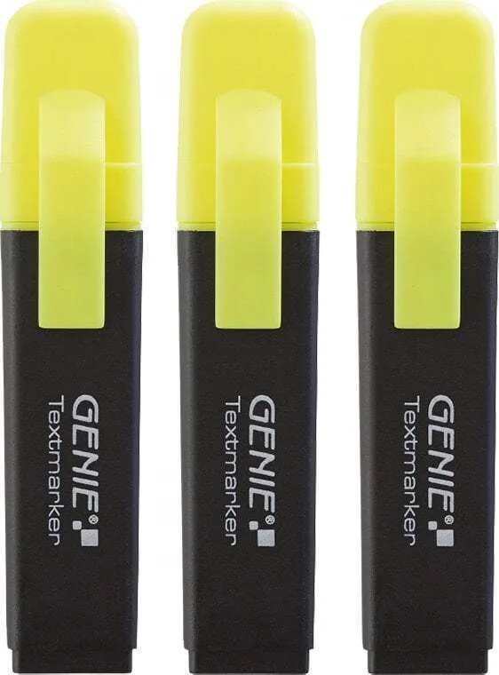 Genie Genie Textmarker Gelb 3 Stk Genie Genie Textmarker Gelb 3 Stk - Image 1