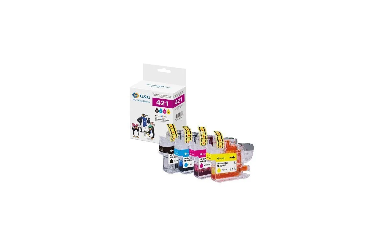 G&G 20553 Πακέτο Συμβατών Μελανιών Εκτυπωτή InkJet Brother Brother Lc-421val 200 Σελίδων 13.7ml Μαύρο 4τμχ G&G 20553 Πακέτο Συμβατών Μελανιών Εκτυπωτή InkJet Brother Brother Lc-421val 200 Σελίδων 13.7ml Μαύρο 4τμχ - Image 1