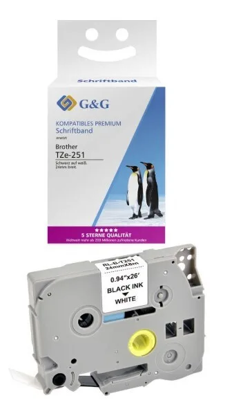 G&G Ταινία Ετικετογράφου RL-B-T251P-BK/WT-24MM8M G&G Ταινία Ετικετογράφου RL-B-T251P-BK/WT-24MM8M - Image 1