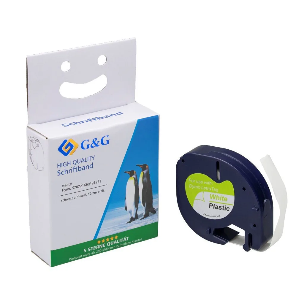 G&G Ταινία Ετικετογράφου RL-D-91221-BK/WT-12MM4M Συμβατή με Dymo LetraTag/LT G&G Ταινία Ετικετογράφου RL-D-91221-BK/WT-12MM4M Συμβατή με Dymo LetraTag/LT - Image 1