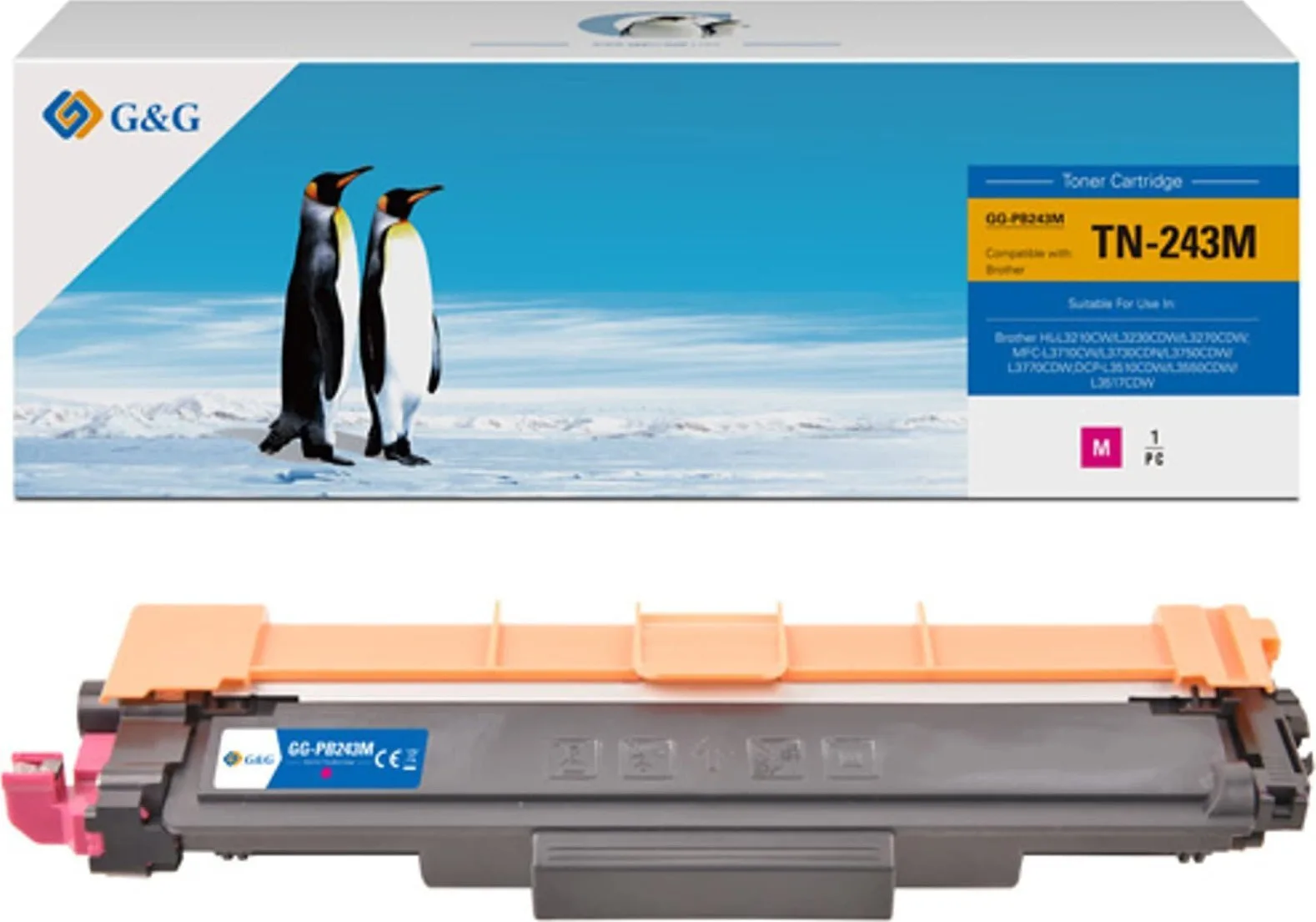 G&g Compatible Toner Cartridge Brother Tn243m Nt-pb243m Magenta 1000s G&g Compatible Toner Cartridge Brother Tn243m Nt-pb243m Magenta 1000s - Image 1