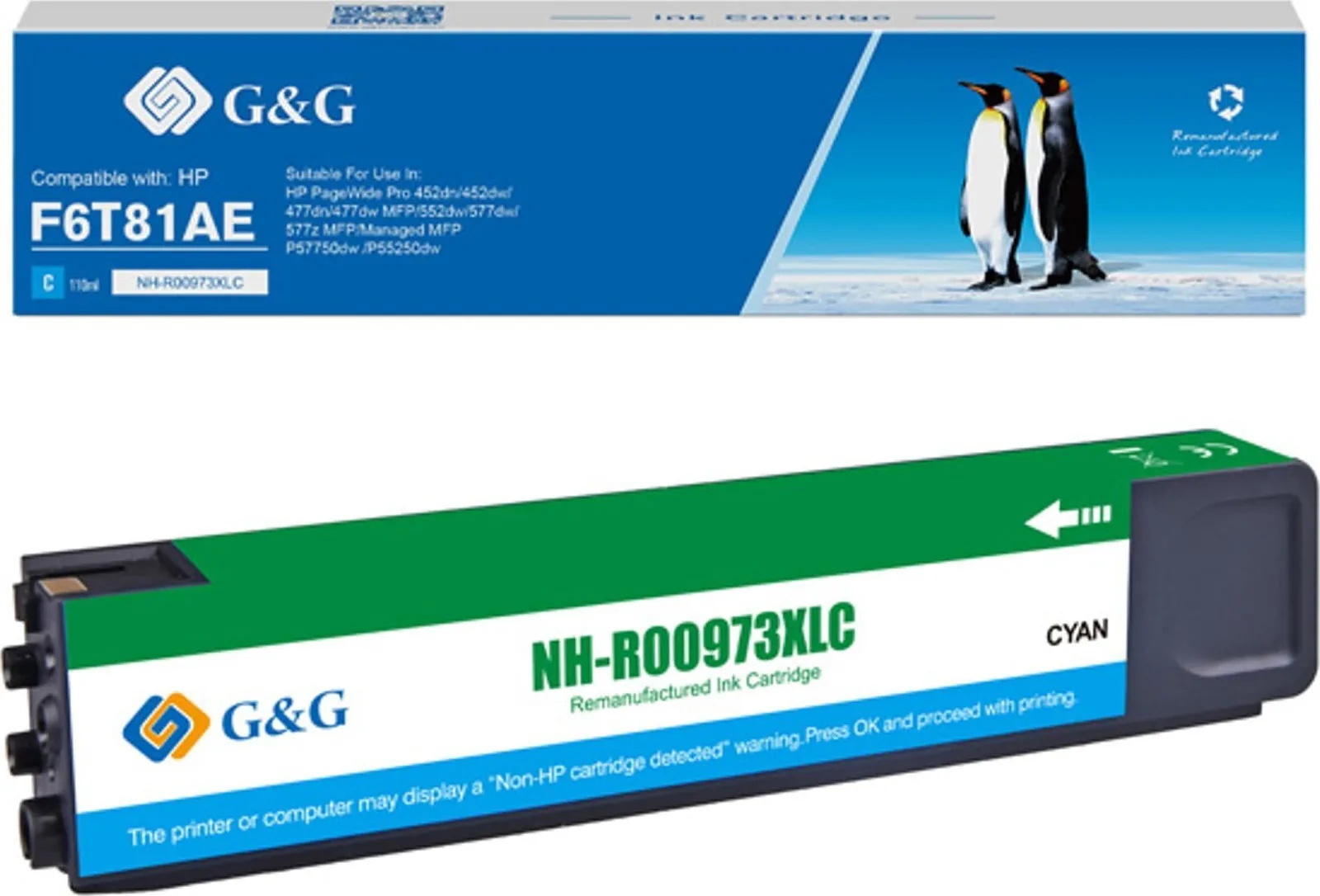 G&g G&g Ink Cartridge Compatible Ink Ink Cartridge F6t81ae Cyan 7000s Nh-r00973xlc Hp Pagewide Pro 452 Pro 477 G&g G&g Ink Cartridge Compatible Ink Ink Cartridge F6t81ae Cyan 7000s Nh-r00973xlc Hp Pagewide Pro 452 Pro 477 - Image 1