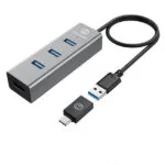 Graugear Hub 4 Θυρών USB 3.0 με σύνδεση USB-A / USB-C Γκρι G-HUB4-AC