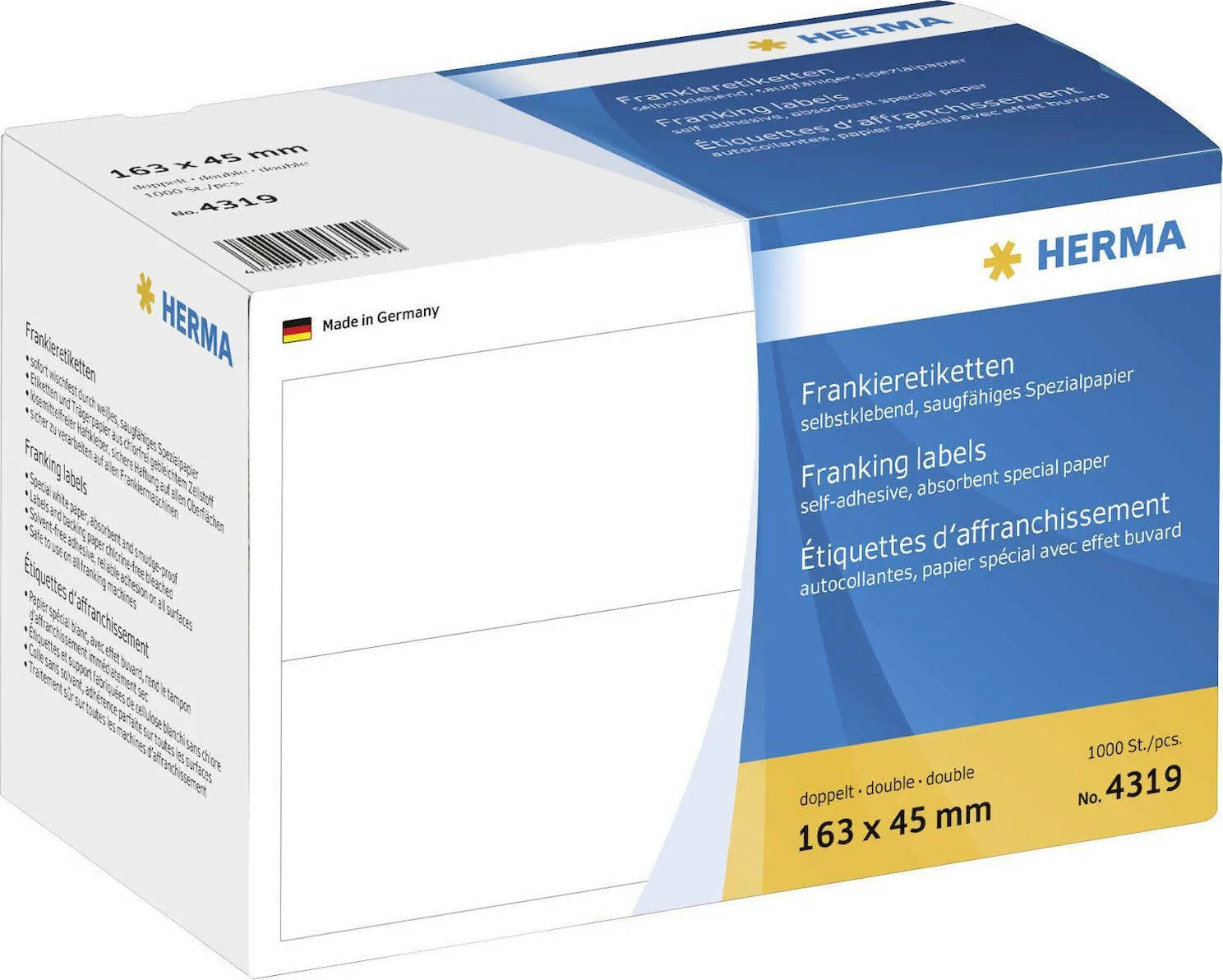 Herma 1000τμχ Αυτοκόλλητες Ετικέτες 4319 Ορθογώνιες σε Λευκό Χρώμα 163x45mm Herma 1000τμχ Αυτοκόλλητες Ετικέτες 4319 Ορθογώνιες σε Λευκό Χρώμα 163x45mm - Image 1