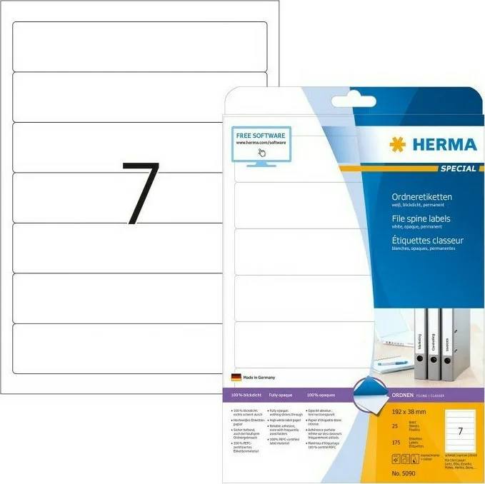 Herma 175 Αυτοκόλλητες Ετικέτες Α4 Ορθογώνιες 5090 192x38mm Herma 175 Αυτοκόλλητες Ετικέτες Α4 Ορθογώνιες 5090 192x38mm - Image 1