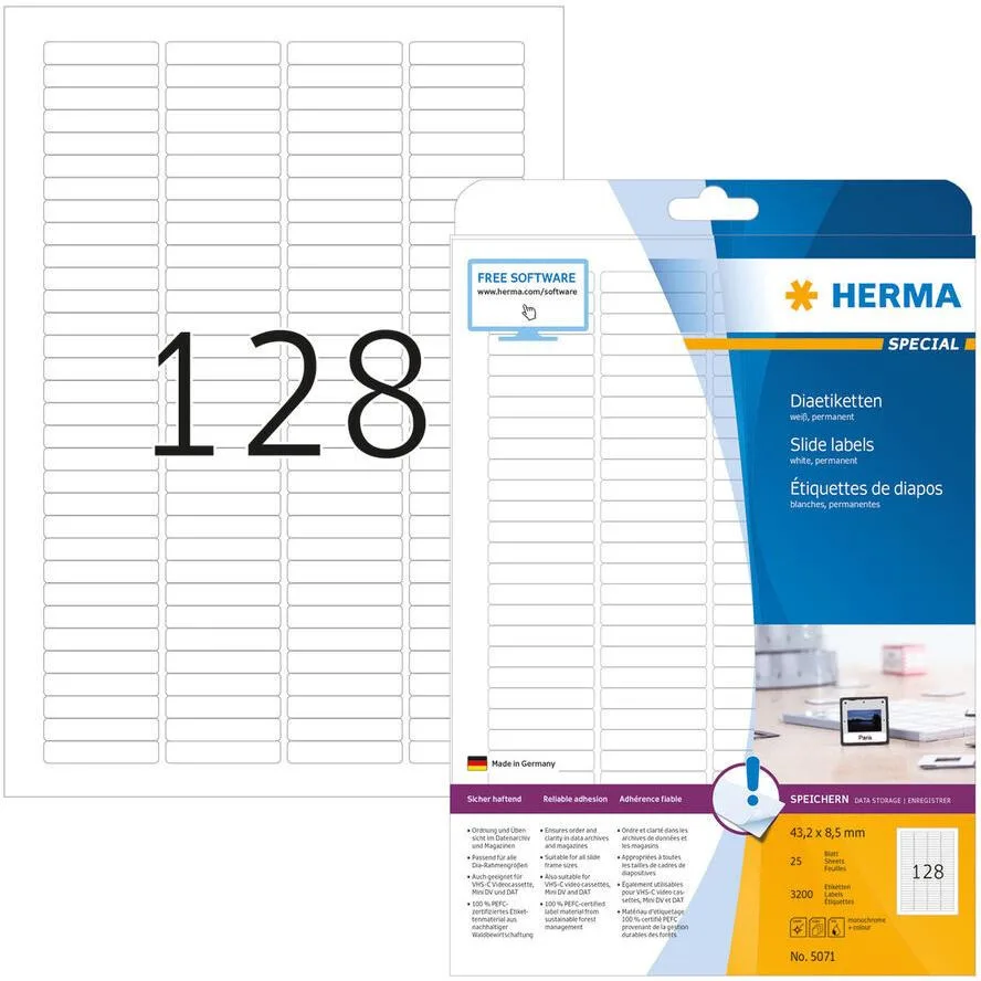 Herma 3200 Αυτοκόλλητες Ετικέτες Α4 Ορθογώνιες 4620 105x37mm Herma 3200 Αυτοκόλλητες Ετικέτες Α4 Ορθογώνιες 4620 105x37mm - Image 1