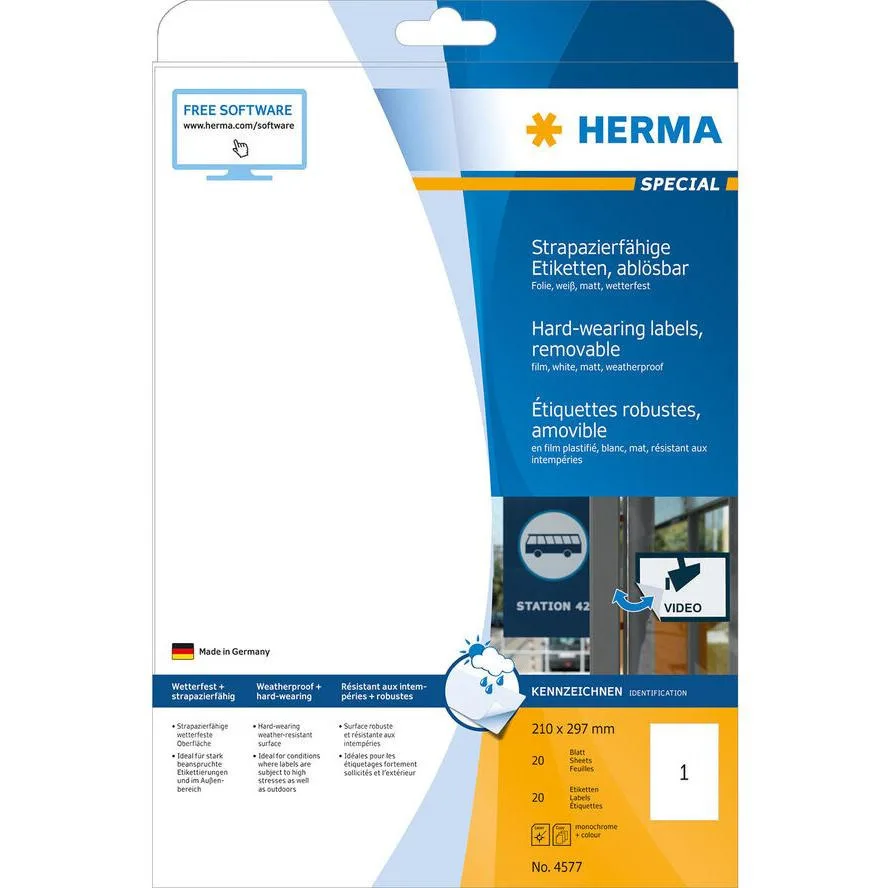 Herma 400 Αυτοκόλλητες Ετικέτες Α4 Ορθογώνιες 4577 210x297mm Herma 400 Αυτοκόλλητες Ετικέτες Α4 Ορθογώνιες 4577 210x297mm - Image 1