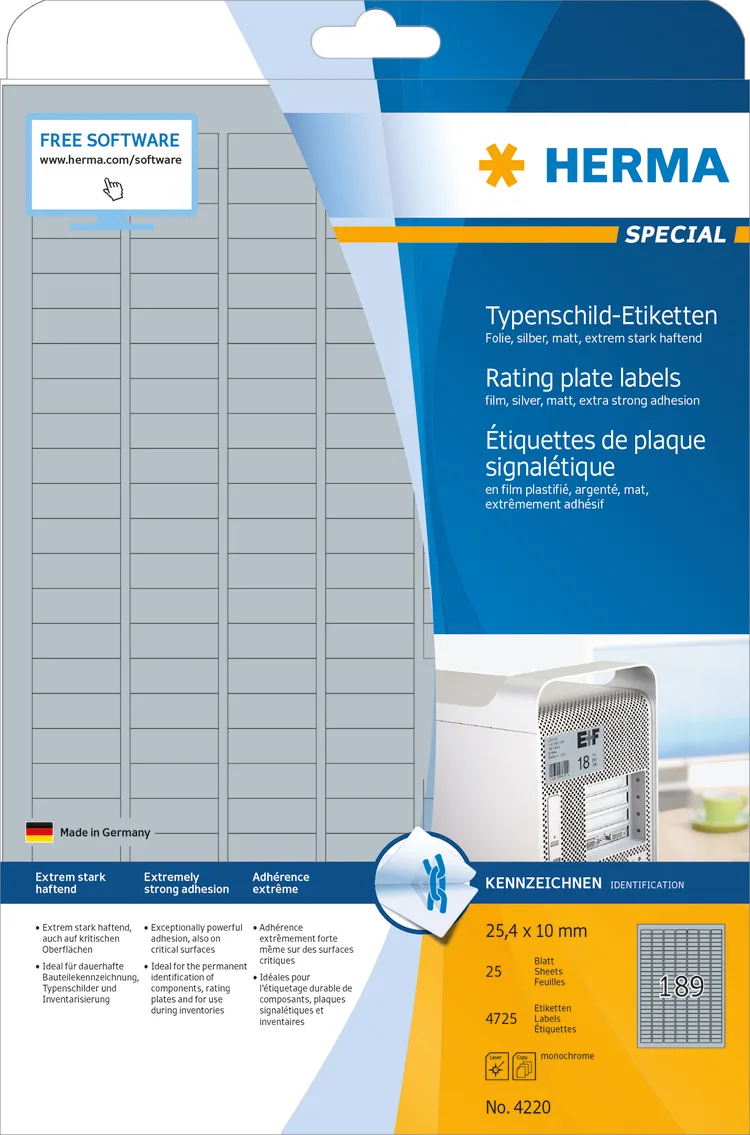 Herma 4725 Αυτοκόλλητες Ετικέτες Α4 Ορθογώνιες 4220 25x10mm Herma 4725 Αυτοκόλλητες Ετικέτες Α4 Ορθογώνιες 4220 25x10mm - Image 1