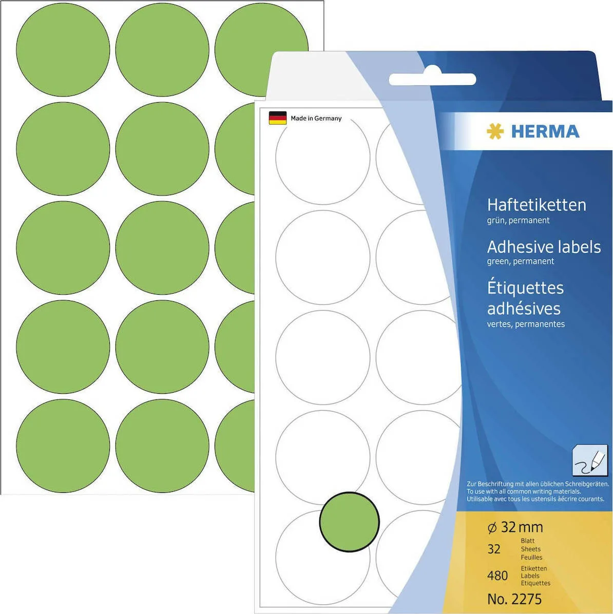 Herma 480τμχ Αυτοκόλλητες Ετικέτες 2275 Στρογγυλές σε Πράσινο Χρώμα 32mm Herma 480τμχ Αυτοκόλλητες Ετικέτες 2275 Στρογγυλές σε Πράσινο Χρώμα 32mm - Image 1