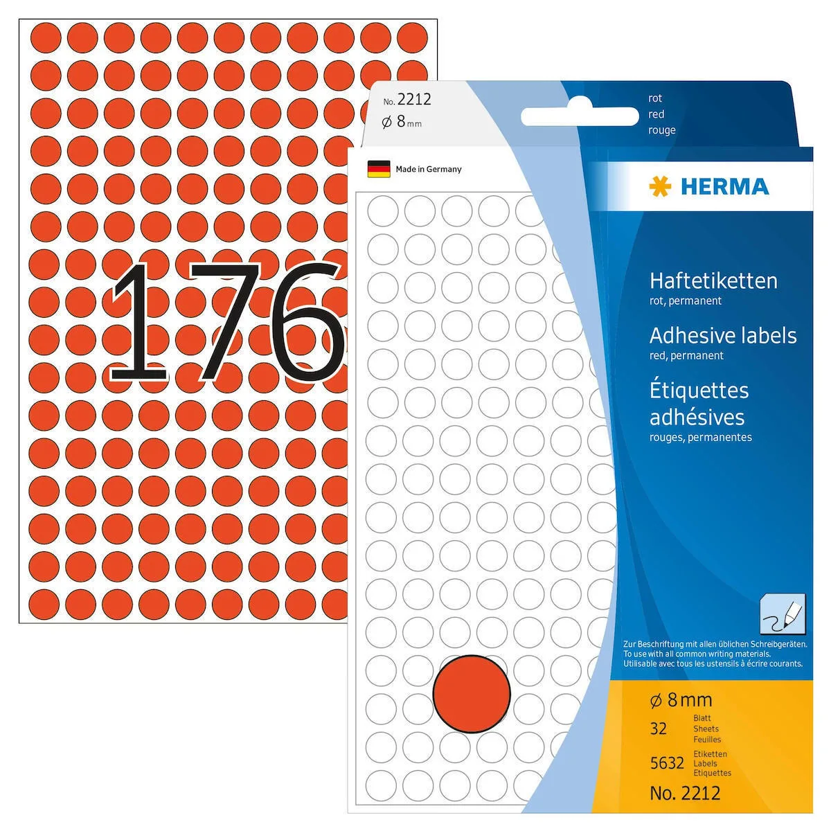 Herma 5632τμχ Αυτοκόλλητες Ετικέτες 2212 Στρογγυλές σε Κόκκινο Χρώμα 8mm Herma 5632τμχ Αυτοκόλλητες Ετικέτες 2212 Στρογγυλές σε Κόκκινο Χρώμα 8mm - Image 1