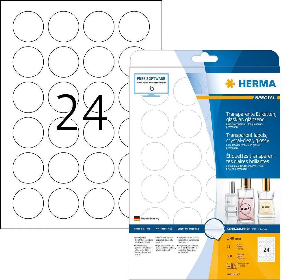 Herma 600 Αυτοκόλλητες Ετικέτες Α4 Στρογγυλές 4234 40mm Herma 600 Αυτοκόλλητες Ετικέτες Α4 Στρογγυλές 4234 40mm - Image 1