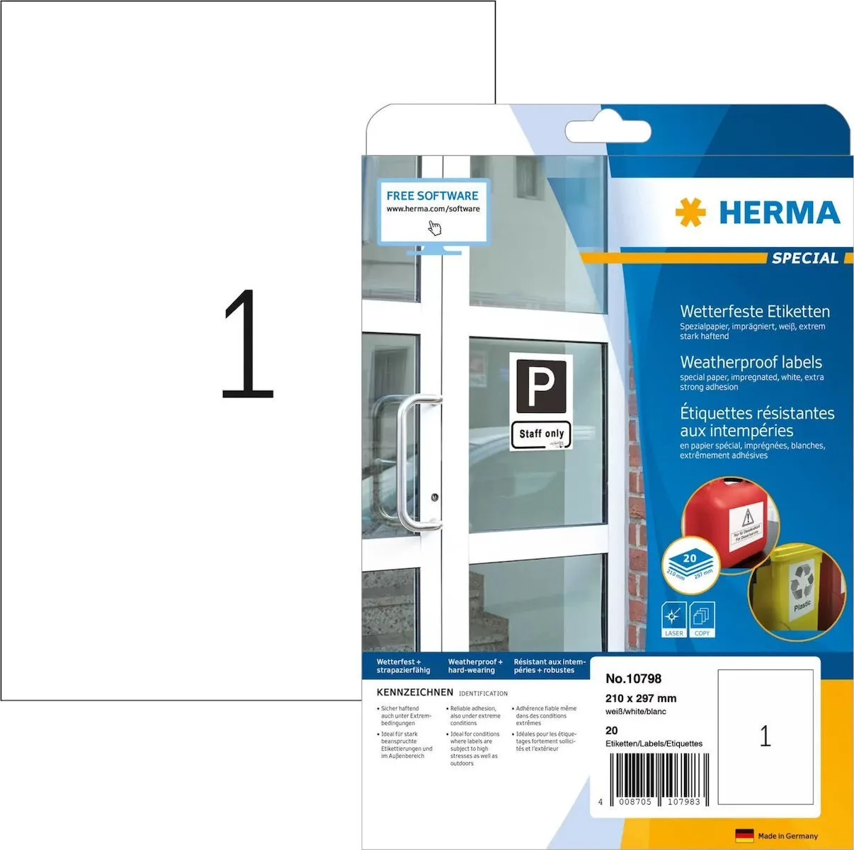 Herma Αυτοκόλλητες Ετικέτες Α4 Ορθογώνιες 210x297mm Herma Αυτοκόλλητες Ετικέτες Α4 Ορθογώνιες 210x297mm - Image 1