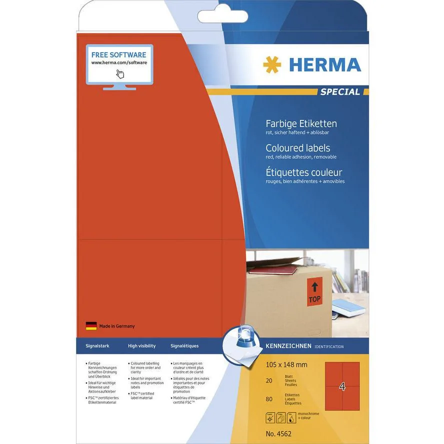 Herma Αυτοκόλλητες Ετικέτες Α4 Ορθογώνιες 4562 105x148mm Herma Αυτοκόλλητες Ετικέτες Α4 Ορθογώνιες 4562 105x148mm - Image 1