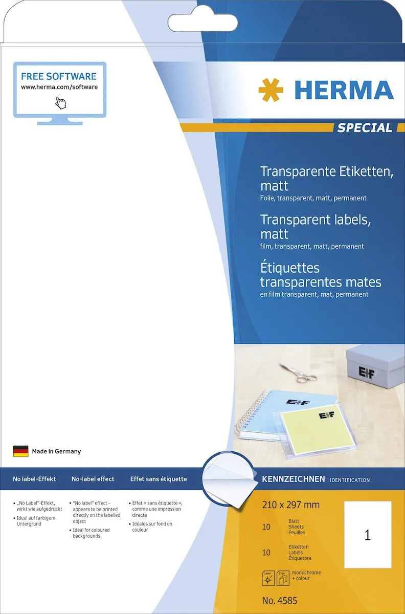 Herma Αυτοκόλλητες Ετικέτες Α4 Ορθογώνιες 4585 210x297mm Herma Αυτοκόλλητες Ετικέτες Α4 Ορθογώνιες 4585 210x297mm - Image 1