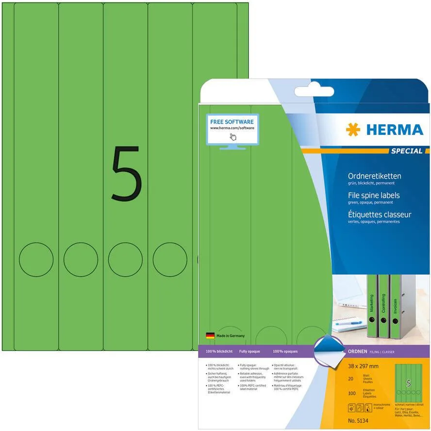 Herma Αυτοκόλλητες Ετικέτες Α4 Ορθογώνιες 5134 38x297mm Herma Αυτοκόλλητες Ετικέτες Α4 Ορθογώνιες 5134 38x297mm - Image 1