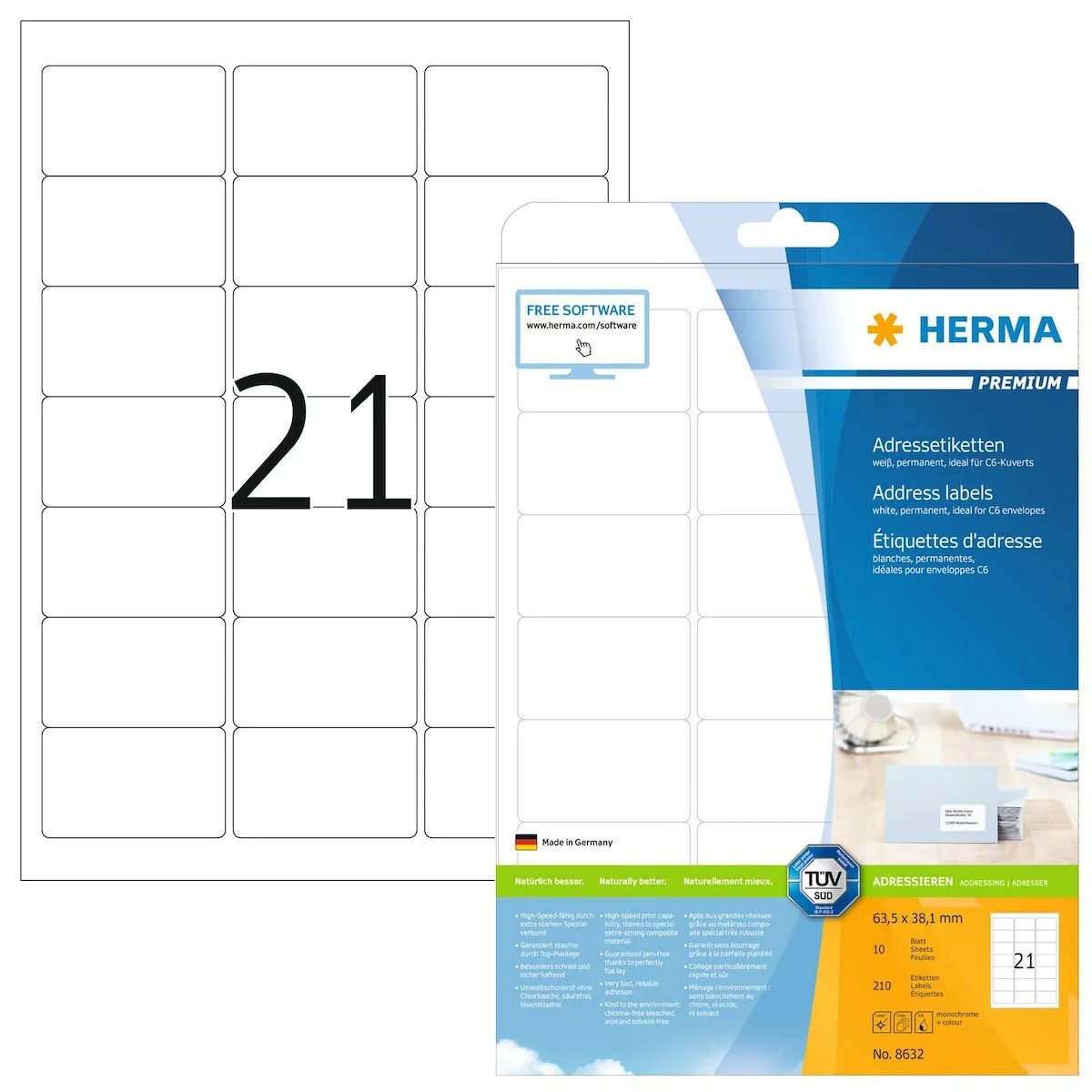 Herma Αυτοκόλλητες Ετικέτες Α4 Ορθογώνιες 8636 210x148mm Herma Αυτοκόλλητες Ετικέτες Α4 Ορθογώνιες 8636 210x148mm - Image 1