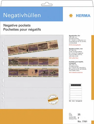 Herma Negative pockets PP Clear 25 Sheets/5-Strips Herma Negative pockets PP Clear 25 Sheets/5-Strips - Image 1
