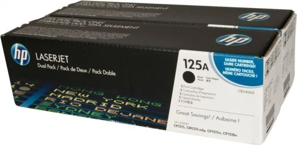 HP 125A Γνήσιο Multipack Toner Laser Εκτυπωτή Μαύρο 2τμχ (CB540AD) HP 125A Γνήσιο Multipack Toner Laser Εκτυπωτή Μαύρο 2τμχ (CB540AD) - Image 1